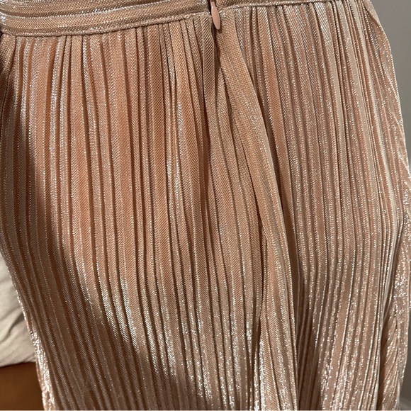 Anthropologie Maeve Ambra Pleated Rose Metallic Midi Skirt Size - Picture 8 of 12